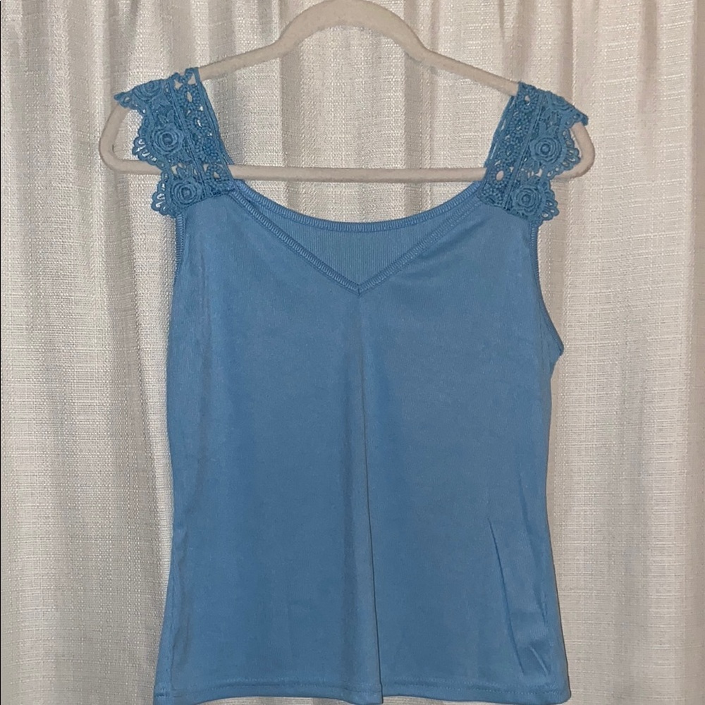 Blue Lace Strap Women's Top